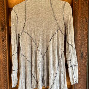 Design History Textured Gray Patchwork Cardigan